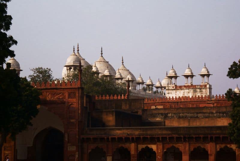 Agra fort built of redstone and white marble