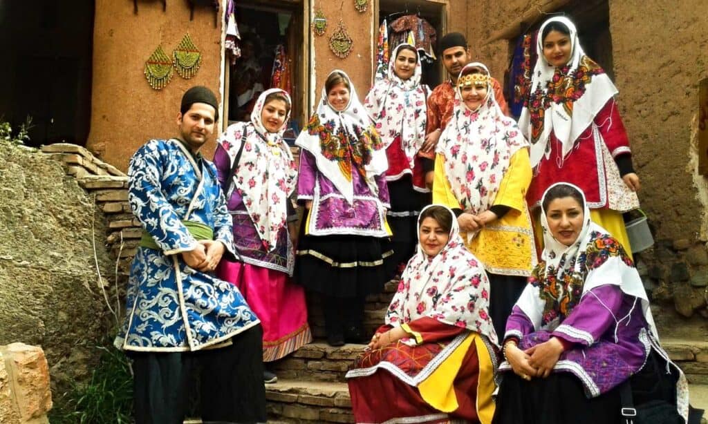 Group photo in local costum in Abiyaneh