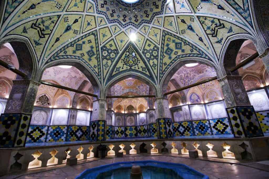 Colorful tiles of the sultan Amir Ahmad bathhouse in Kashan 