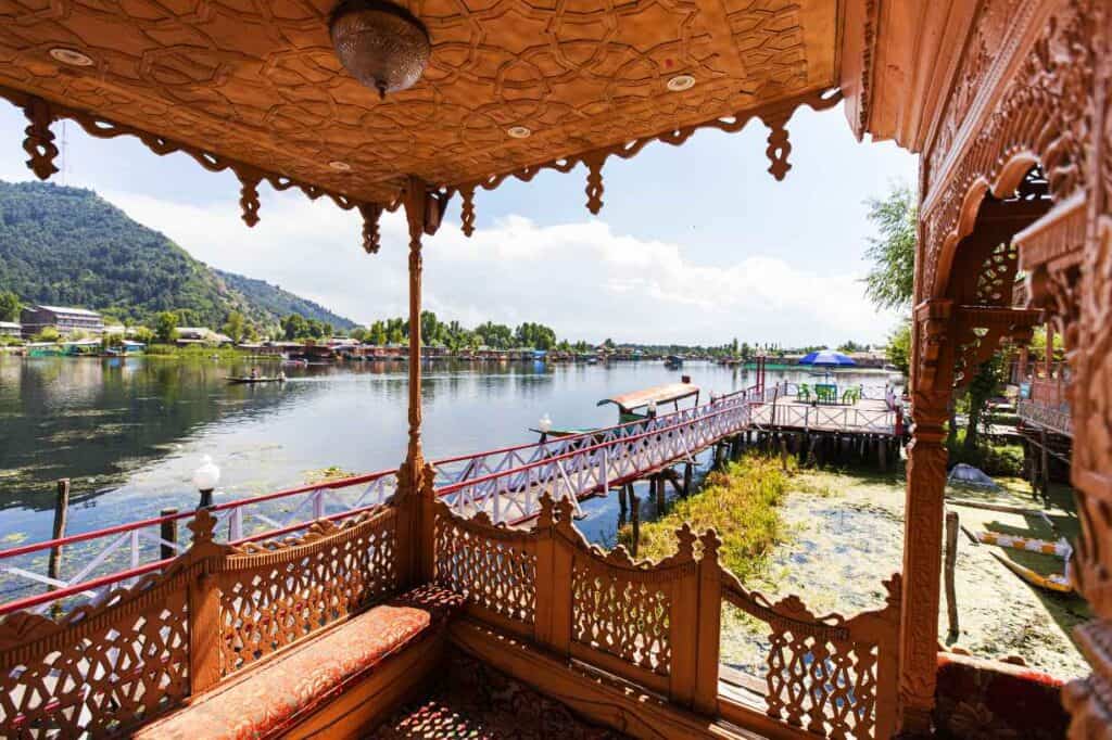 View of the Dal lake in Srinagar from the houseboat