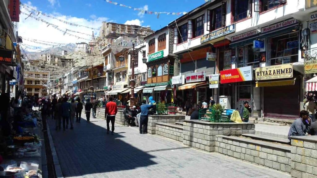 The main street in Leh, the most charming city during your Ladakh trip