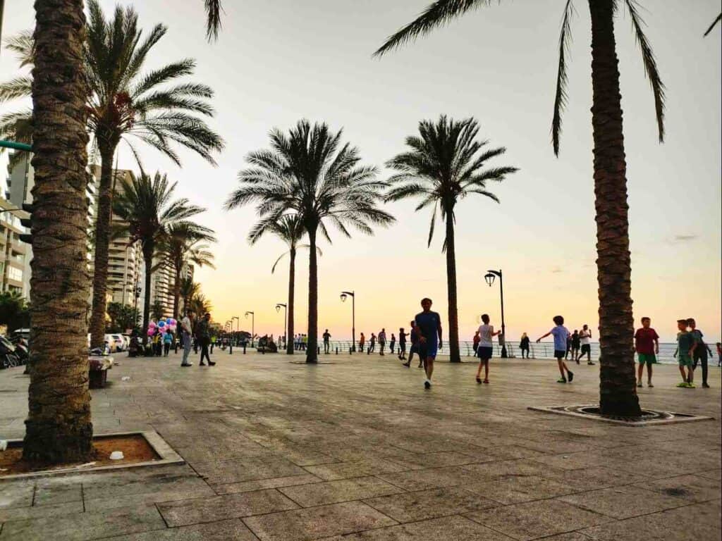 The Corniche at sunset in Beirut