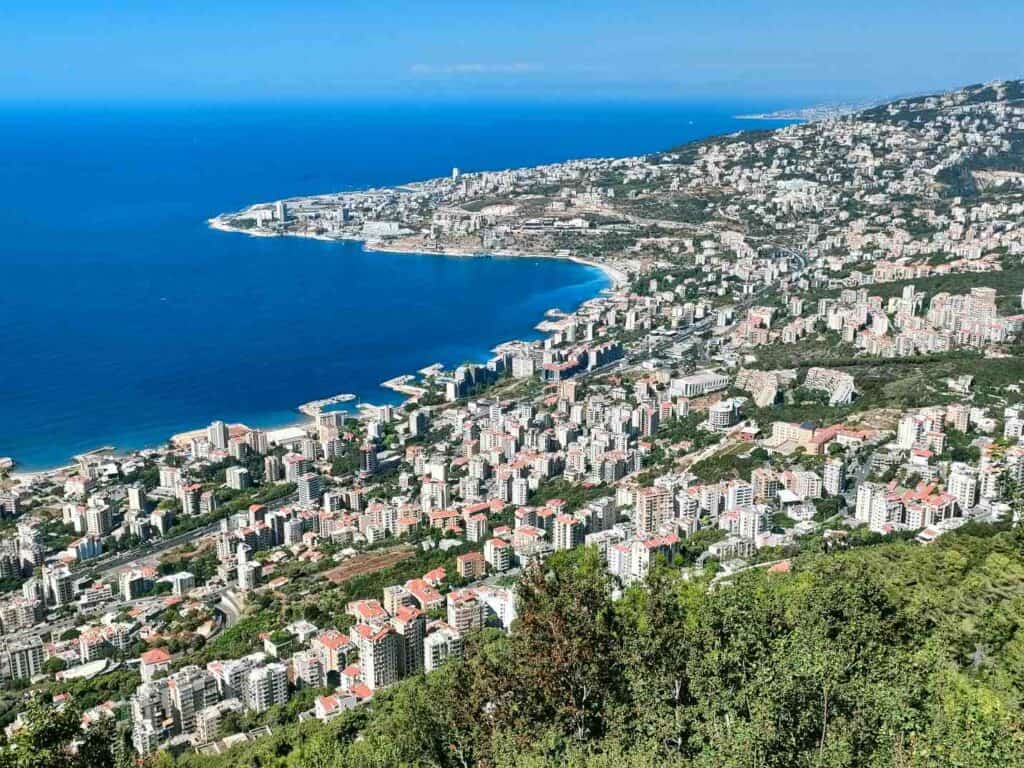 View to Jounieh at the Medirerrenean sea from Harissa view point, one of the most popular to visit in Lebanon