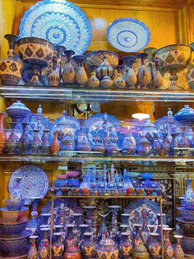turqoise handicrafts in the Isfahan bazaar