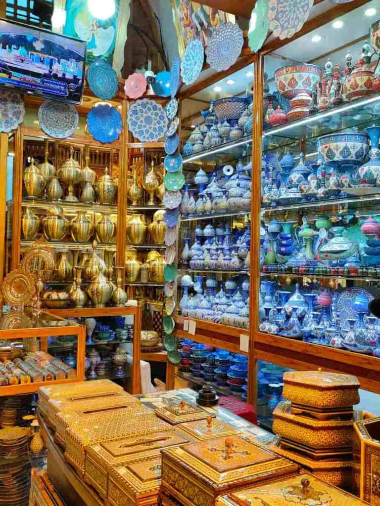 Iranian handicrafts in teh Isfahan bazaar
