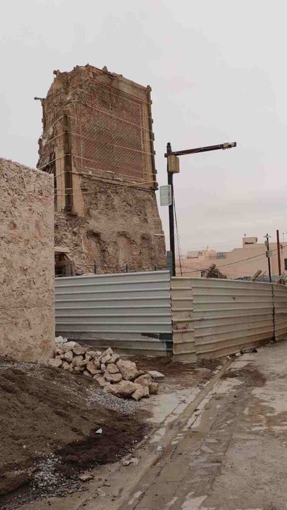 Al Nuri Grand Mosque's tilted minaret after destruction of ISIS