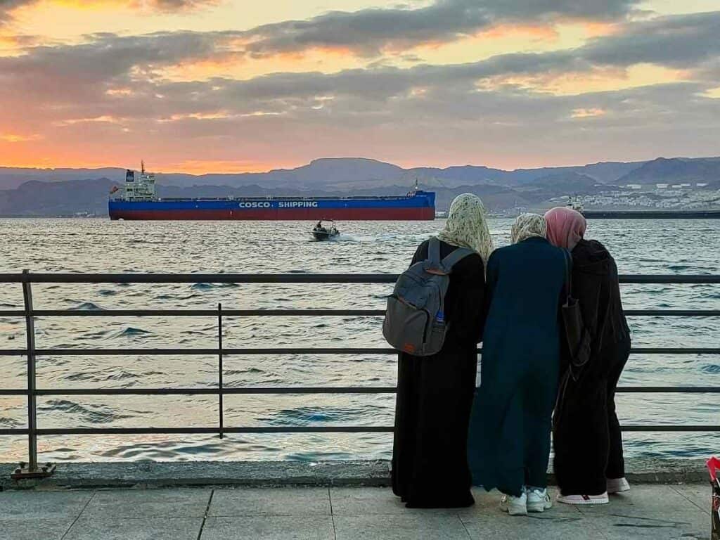 Young girls at the promenade of Aqaba
