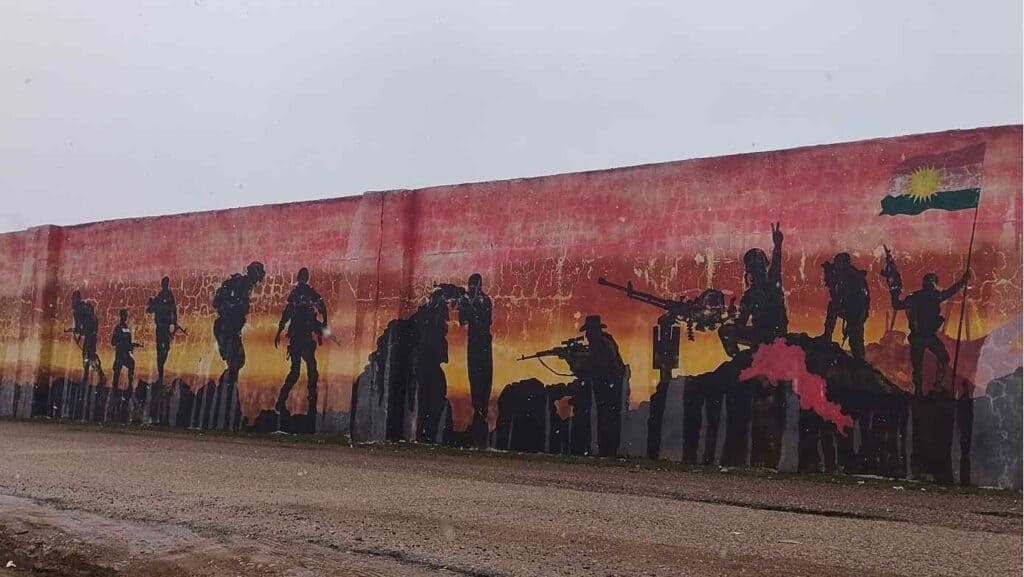 Graffiti of Peshmerga soldiers between Ahmedi and Duhok