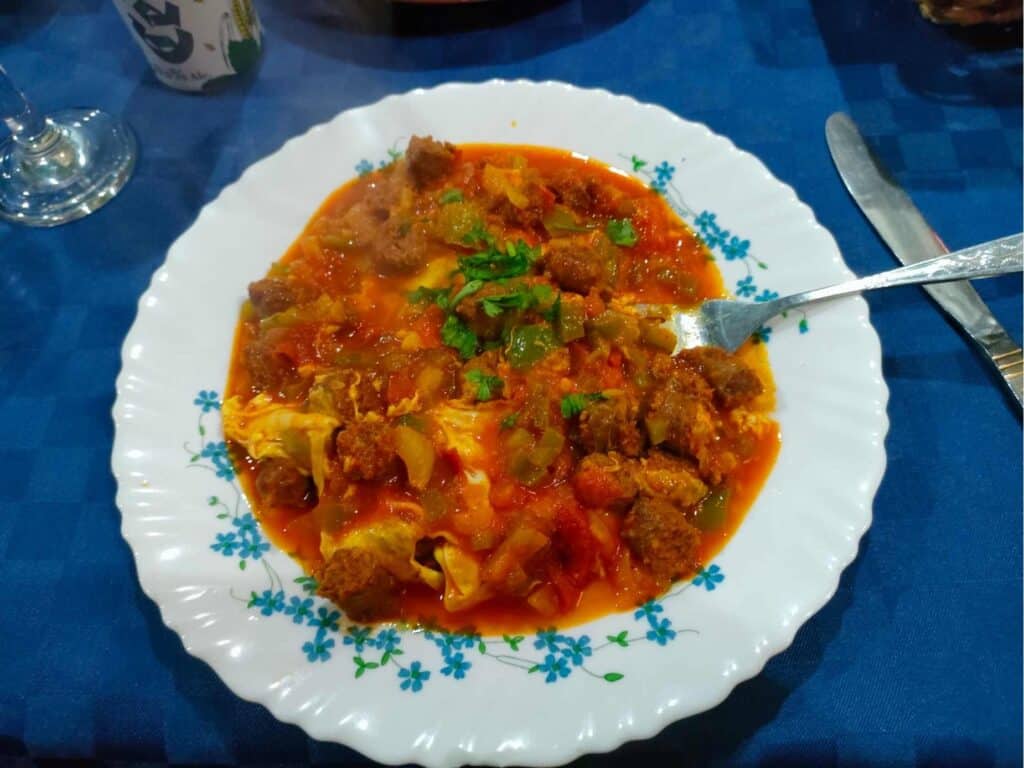 ojja with merguez tunisian specialty