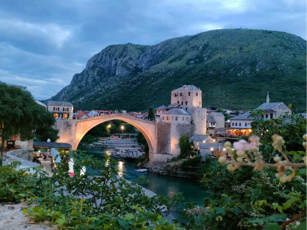 Mostar Old Bridge at night