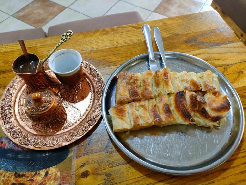 Bosnian breakfast zeljanica and Bosnian coffee