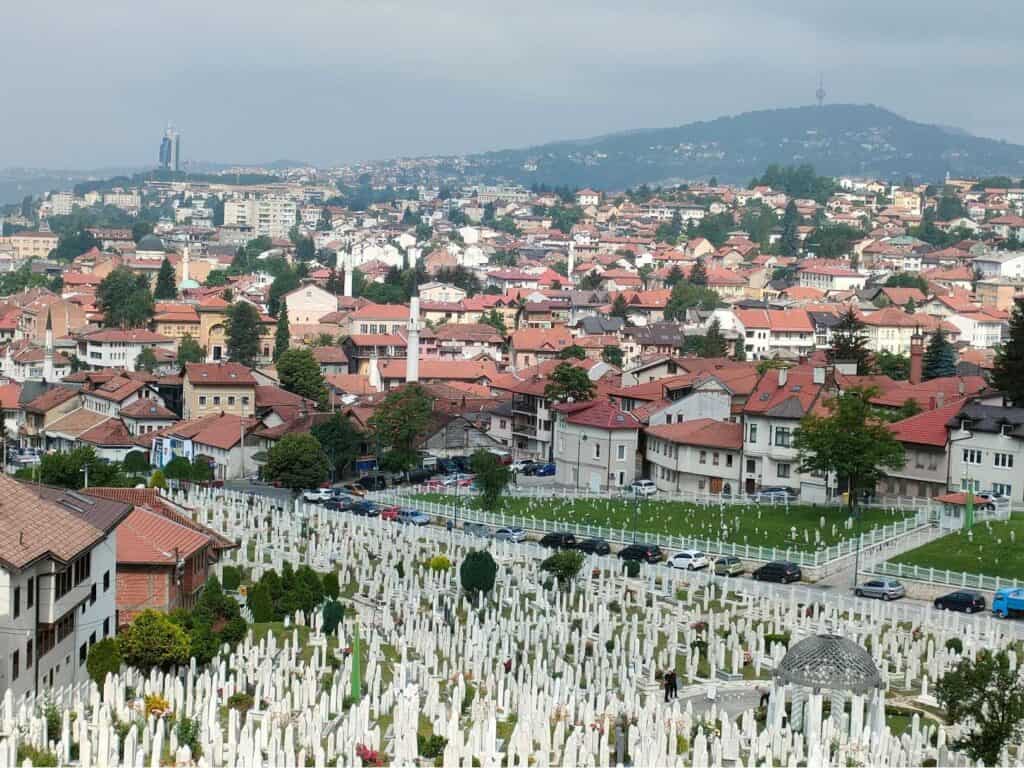 Sarajevo view from Kovaci Martyr's cemetery