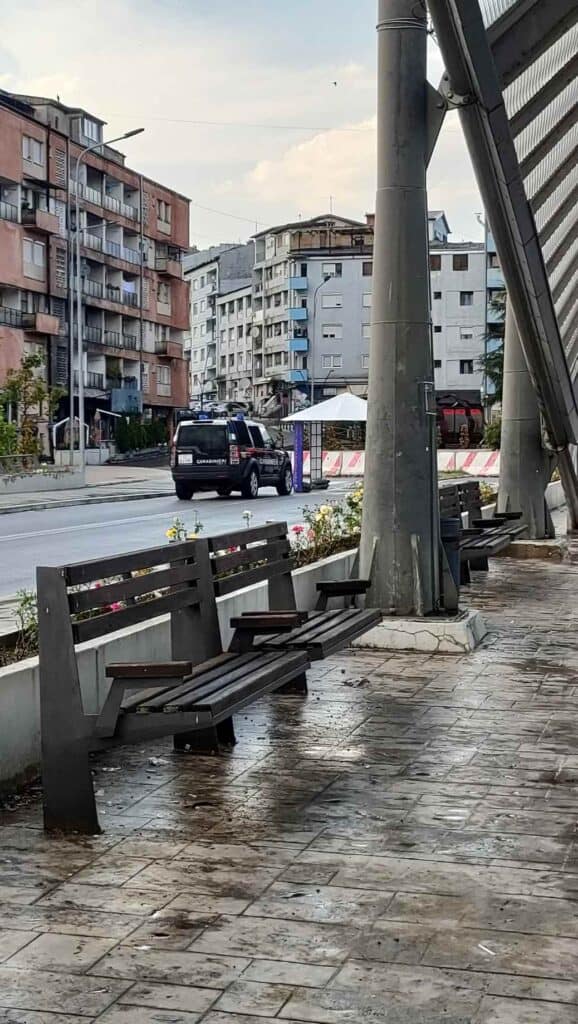 Mitrovica New Bridge KFOR car guarding