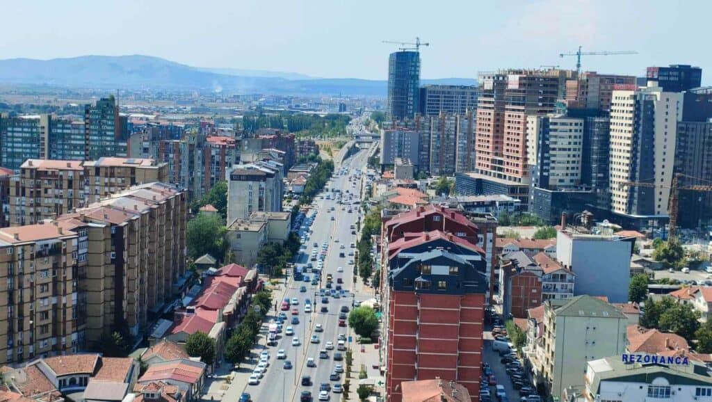 View of Pristina from the bell tower of the Mother Teresa Cathedral