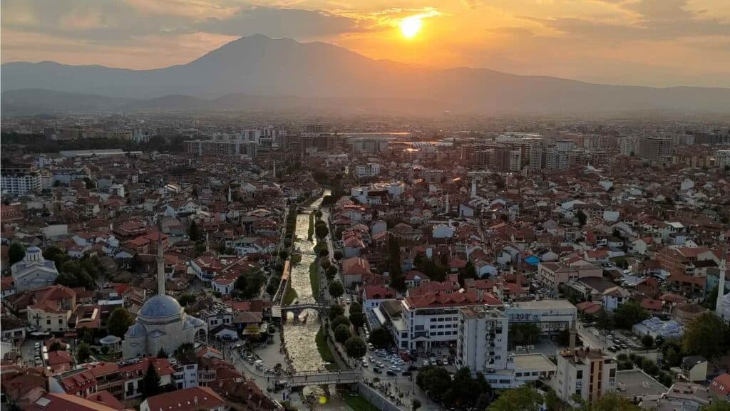 Prizren sunset view of the fortress