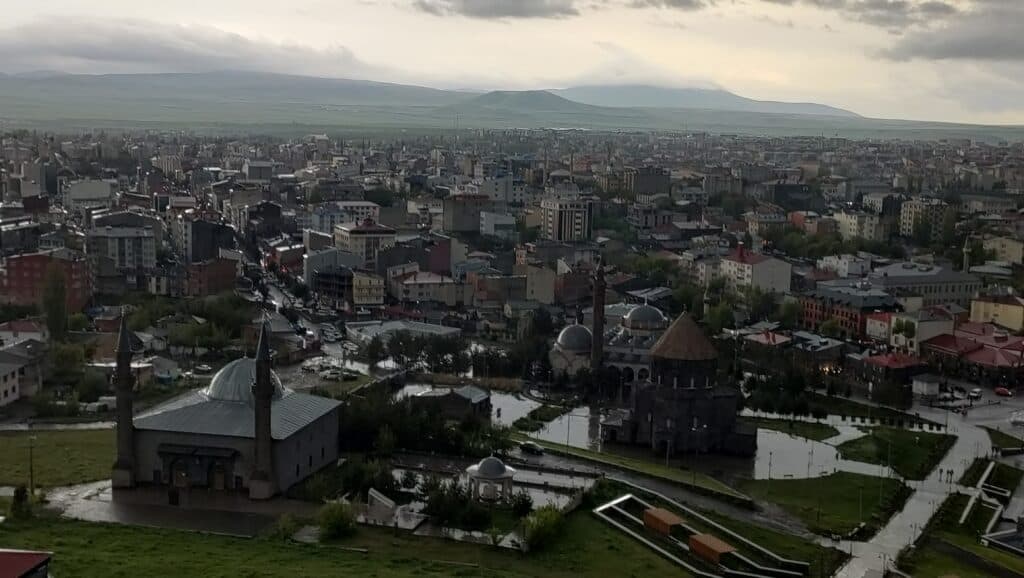 View of Kars from the castle before storm