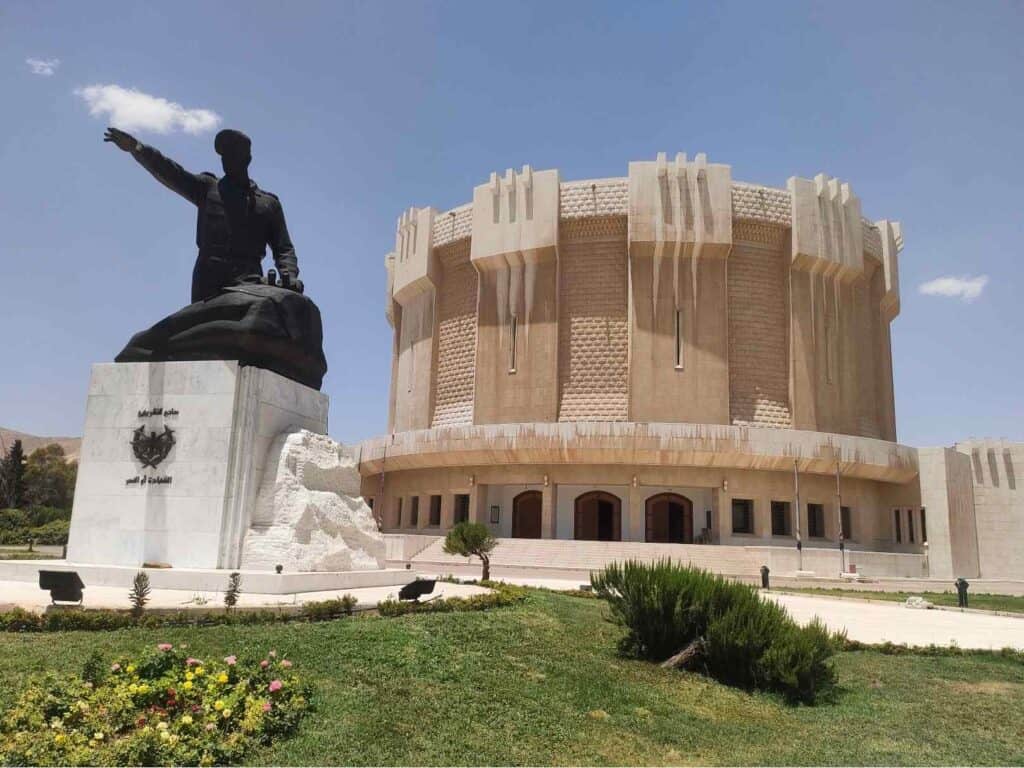 The statue of Hafez al-Assad in front of the October War Panorama Museum in Damascus