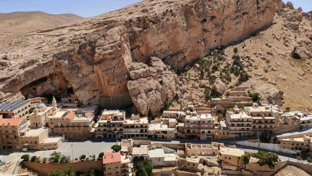 Maaloula view of St.Tekla monastery from Zafir hotel 